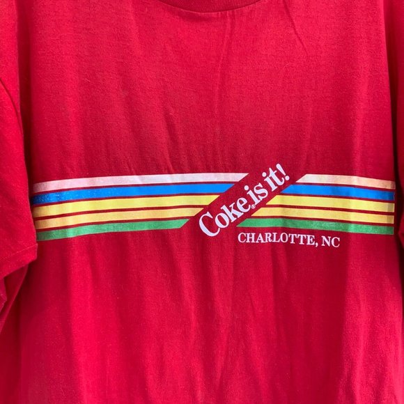 Vintage COKE IS IT Charlotte, NC Single Stitch Graphic T Shirt  Coca Cola Mens L - Picture 3 of 7